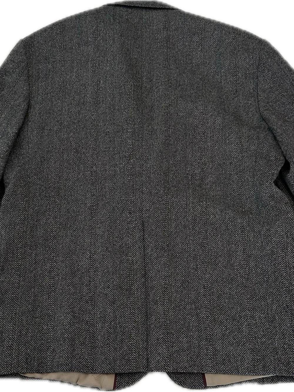 Lands end coat Classic Men Herringbone Wool Blazer Charcoal Gray